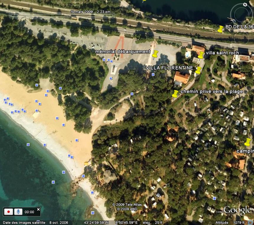 situation de la villa florentine acces direct à la plage par chemin privé